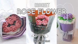 Crochet rose flower  tinycrochet [upl. by Layap]