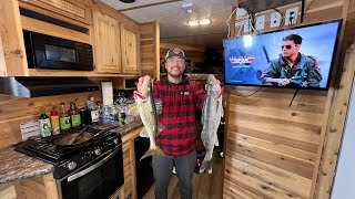 Ice Camping on Red Lake for Walleyes CATCH CLEAN COOK [upl. by Oinotnanauj]