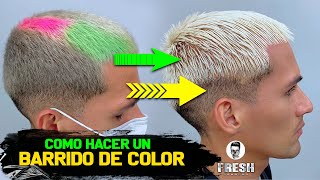 COMO HACER UN BARRIDO DE COLOR  COMO QUITAR UN COLOR FANTASIA DEL CABELLO TUTORIALFresh Academy [upl. by Inez]