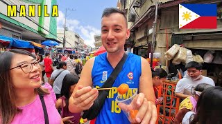 1st Time Eating Filipino Street Food In Manila 🇵🇭 [upl. by Reniar871]