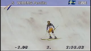 Pernilla Wiberg wins slalom Veysonnaz 1995 [upl. by Nad809]