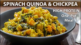 One Pot Spinach CHICKPEA AND QUINOA Recipe  Easy Vegetarian and Vegan Meals  Quinoa recipes [upl. by Anegue624]