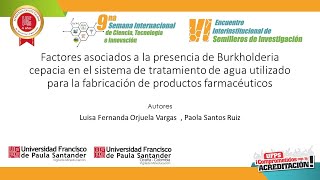 Factores asociados a la presencia de Burkholderia cepacia en el sistema de tratamiento de agua [upl. by Tseng]