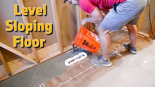 How To Level Your Floor with Self Leveling Concrete  Bathroom Remodel Part 3 [upl. by Isobel971]