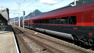 OBB RailJet Train with Speed Trought JenbachAustriaTirol 1262011 [upl. by Harman974]