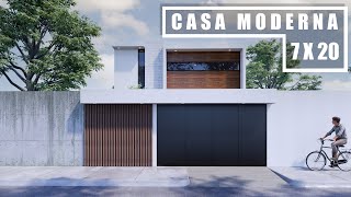 CASA MODERNA MINIMALISTA DE 7X20 CON ESPACIOS AMPLIOS [upl. by Eiramannod]