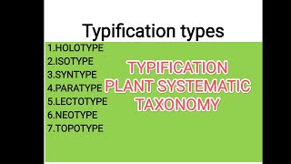 TYPIFICATION  TAXONOMY  PLANT SYSTEMATIC [upl. by Areek]