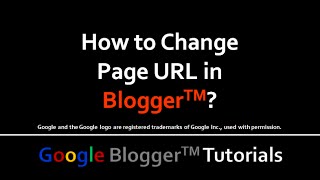 How to Change Page URL in Blogger [upl. by Zerelda]