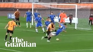 Cowdenbeath striker concedes penalty with headfirst tackle [upl. by Alludba]