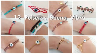 12 PULSERAS BUENA VIBRA  COMO HACER PULSERAS FÁCIL Y RÁPIDO EN MACRAMÉ  FRIENDSHIP BRACELETS [upl. by Demodena]