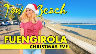 Fuengirola town amp beach walk  Christmas Eve 2023  Costa del Sol Spain 4K immersive virtual tour [upl. by Deering]