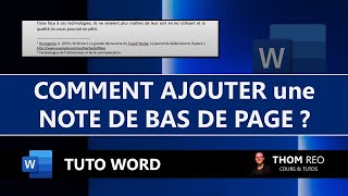 AJOUTER une NOTE DE BAS DE PAGE dans WORD  Tutoriel facile [upl. by Kubis]