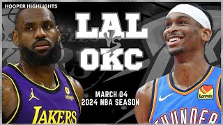 Los Angeles Lakers vs Oklahoma City Thunder Full Game Highlights  Mar 4  2024 NBA Season [upl. by Heidy]