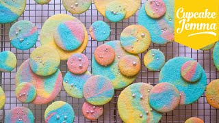 Psychadelic Rainbow Marble Cookies  Cupcake Jemma [upl. by Noit]