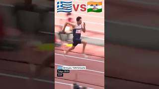 Greece🇬🇷vsIndia🇮🇳highspeedlongjump💪😈shorts youtubeshorts greece india highjump competition [upl. by Siroval]