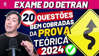 Prova do Detran REVISÃO 2024  20 QUESTÕES COMENTADAS DO EXAME TEÓRICO Legislação de trânsito [upl. by Ahsaya]