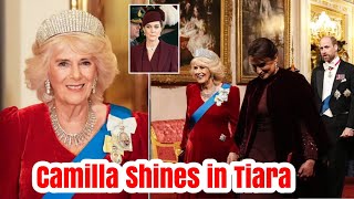 Camilla Shines in Tiara at State Banquet amid Pneumonia Recovery While Kate Bows Out [upl. by Nafets318]