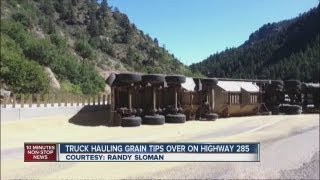 Beer grain spilled in Hwy 285 rollover [upl. by Suirada]