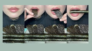 asmr  SEASONED SEAWEEDamp GRILLED SEAWEED ROLL 海苔  eating sounds [upl. by Ibbison]