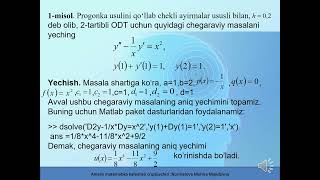 Oddiy differensial tenglamalar uchun chegaraviy masalalarni yechishning oq otish usuli [upl. by Krefetz399]