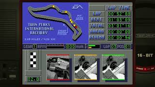 Mario Andretti Racing Single RaceIndy CarTwin Peaks Sega Mega Drive Genesis Emulated [upl. by Enerahs]