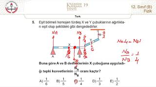 12B MEB Fizik Kazanım Kavrama Testi19 Tork 20182019 [upl. by Tice]