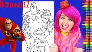 Coloring The Incredibles 2 Family GIANT Disney Coloring Page Crayola Crayons  KiMMi THE CLOWN [upl. by Plante]