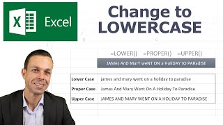 Change Text to Lowercase or Uppercase in Excel or First Letter Capitalized [upl. by Nolava724]