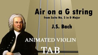 Air J S Bach 2nd movement BWV 1068  Animated Violin Tab [upl. by Sillek]