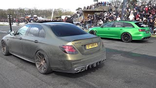 Sportcars DRAG RACING 800HP BRABUS E63S F12 Novitec ABT RS6 Milltek Armytrix RS3 900HP Huracan [upl. by Juster183]