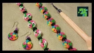 Color Bomb Bracelet and Earrings Loomigurumi  Hook only [upl. by Ayotahs]