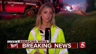 Semi Hauling Sawdust Catches Fire On I24 Near Joelton [upl. by Analed]