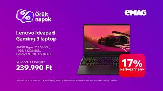 Őrült napok az eMAGon Lenovo Ideapad Gaming 3 laptop 239990 Ft [upl. by Dressel118]