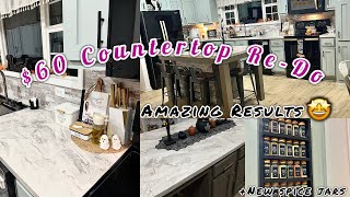 🎉BUDGET FRIENDLY COUNTERTOP REDO diyhomeprojects [upl. by Ajar147]