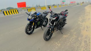 Bajaj pulsar N250 vs R15 v3 Indian bs4 drag amp long race in Bangladesh [upl. by Zysk751]