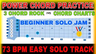 98Beginner Power Chord Practice Rock Jam Track Solo Guitar Practice Key F Sharp 73 BPM 440 [upl. by Fidelio]