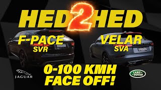 Jaguar F PACE SVR VS Range Rover Velar SVA  Under 5s 0100 Kmh FACE OFF [upl. by Kerri359]