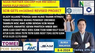 Daily KLSE BURSA UPDATE  842024💥NGGB PARTNER IOICORP FOR RM600mil PAPER PROJECT💥SCIB GETS PROJECT [upl. by Landis]