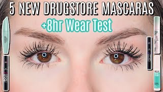 5 NEW DRUGSTORE MASCARAS COMPARISON amp REVIEW  8hr Wear Test  BEST DRUGSTORE MASCARAS 2021 [upl. by Alle]