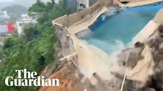 Moment pool collapses as Acapulco hit by landslides and floods in wake of Hurricane John [upl. by Aleris]