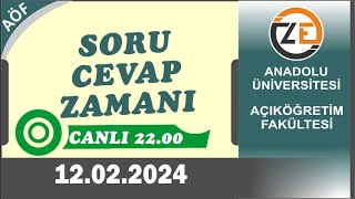 AÖF 12022024 Canlı  Dersler Ekampüse Yüklendi [upl. by Hoopen581]