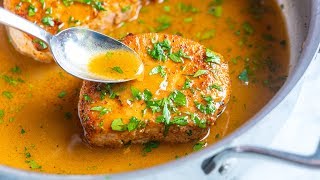 The Best Juicy Skillet Pork Chops Recipe [upl. by Aryan]