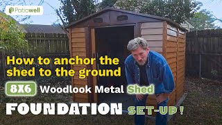 How to anchor the shed to the ground  Patiowell 8X6 Woodlook Metal Shed [upl. by Mandel]