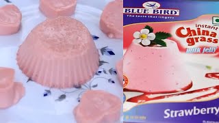 HOW TO MAKE INSTANT MILK JELLY RECIPE💕China grass milk jellyBlue bird instant milk jelly💕strawberry [upl. by Hannah]