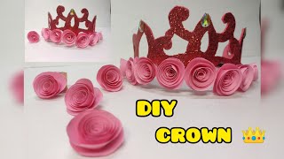 How to make Crown from glitter paper  Royal Crown for birthday  DIY [upl. by Annaxor862]