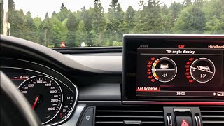 Audi A6 allroad 30 BiTDI 320 hp Tilt Angle Display tested up the hill on 14 degrees [upl. by Marra]