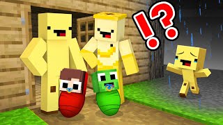 Banana Kid Family Adopted Baby JJ and Mikey But Forgot Baby Banana Kid in Minecraft  Maizen [upl. by Yreme]