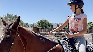 My First Horseback Riding Lesson EVER  Karolina Protsenko [upl. by Hajin]