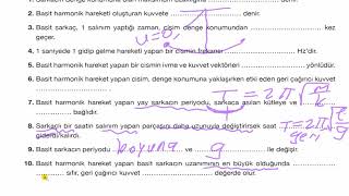 Basit Harmonik Hareket 12 Sınıf MEB Anadolu Lisesi 2 Ünite Değerlendirme Soruları part 1 [upl. by Catharina]