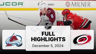 NHL Highlights  Avalanche vs Hurricanes  December 05 2024 [upl. by Acinat581]